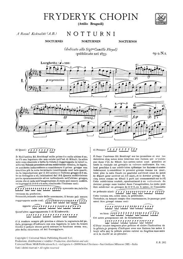 Notturni - Per Pianoforte - Ed. Didattico-Critico-Comparativa - pro klavír